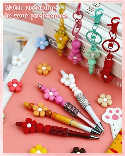12PCS Colorful Flowers Silicone Focal Beads for Pens - color: Colorful flowers