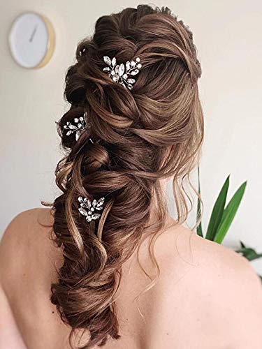 JAKAWIN Bridal Hair Pins Silver Rhinestone Wedding Hair Accessories Crystal Hair Jewelry for Women HP130 (Silver) - color: 1 Silver