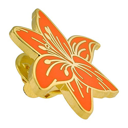 PinMart Flower Trendy Enamel Lapel Pin - color: Orange Tiger Lily, size: 5 Pack