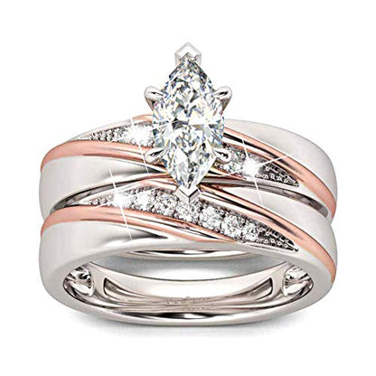 Jeulia Wedding Rings Engagement Rings for Women Anniversary Promise Ring Bridal Sets 925 Sterling Silver with 1.6 ct Primary Stone+ 0.32 ct Side Stone - color: Rose gold