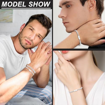 2PCS Initial Letter Cuban Bracelet, A-Z Letter Pendant Stainless Steel Silver Cuban Link Chain for Men Women Jewelry Set for Him Her - style: Z