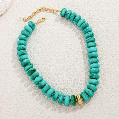 Chunky Beaded Necklace for Women Trendy Multicolor Resin Beads Choker Necklaces Boho Summer Statement Necklace Chunky Heart Jewelry - color: Chunky bead necklace-blue