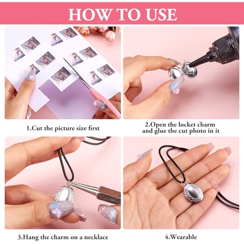 Elecrelive Locket Pendants Photo Frame Charms Memory Photo Charms Heart Locket Photo Frame Pendants - color: Silver - Oval