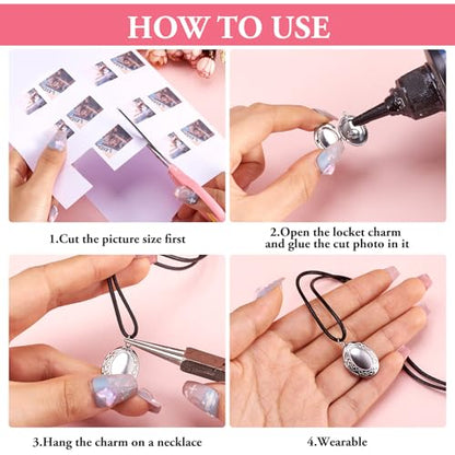 Elecrelive Locket Pendants Photo Frame Charms Memory Photo Charms Heart Locket Photo Frame Pendants - color: Silver - Oval