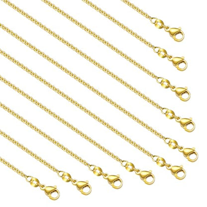 YOUBEIYEE 10 Pieces 18K Gold Plated Oval Jewelry Making Chains | Necklaces Bulk with Extender Chains - color: Gold Oval