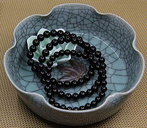 Angelstones Gemstones 6mm Round Beads Healing Crystal Bracelet for women | Natural Gemstone, Handmade Gifts for Women, Healing Crystal Round Beaded Stretch Bracelets, Unisex Jewelry for Women and Men - color: Black Tourmaline