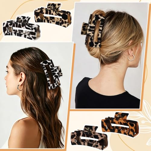 laxizar 4 Pcs Hair Clips 4.1 Inch Claw Clips Leopard Hair Accessories - color: leopard print 1