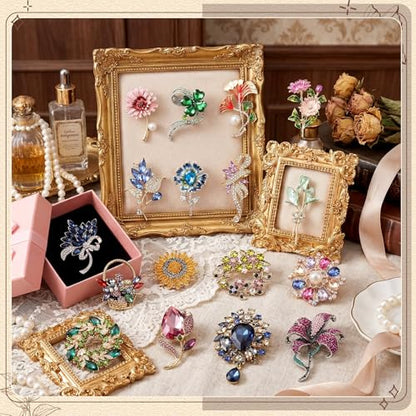 Sasylvia 16 Pcs Women Brooch Set Rhinestone Vintage Animal Insect Plant Pins Brooches Bulk for Christmas Women Girls Gifts - style: Novel