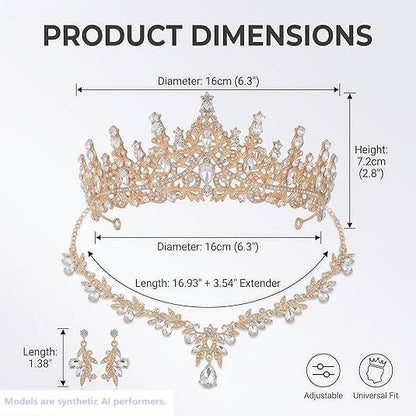 Kamirola Tiaras and Crowns for Women,Tiaras Earrings Necklace, Crystal Bridal Jewelry Set, Costume Jewelry for Women Party Halloween Prom Pageant - color: SILVER