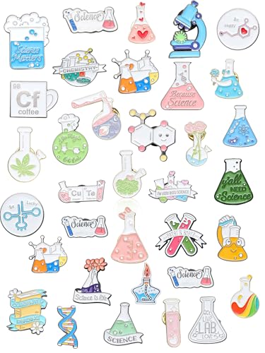Kajaia 35 Pcs Enamel Pins Bulk Lapel Pin Alloy Brooches Pins Backpack Badges Brooch for Friends Clothing Decor - style: Science