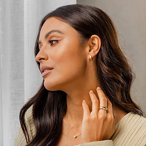 PAVOI 14K Gold Plated Chunky Huggies Earrings for Women - 925 Sterling Silver Posts Small Gold Huggie Hoop Earrings - Ultra Thick Hoops Trendy Jewelry - style: Geometric