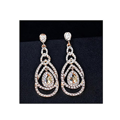 Cute Hollow Crystal Rhinestone Teardrop 8-Shaped Long Dangle Earrings for Women Fashion Strand Jewelry - style: Style02