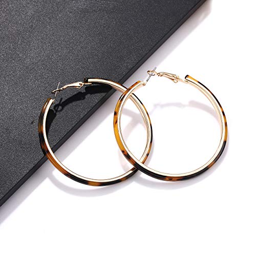 Acrylic Earrings Lightweight Hoop Earrings Statement Resin Drop Dangle Stud Earrings Fashion Jewelry For Women - color: Tortoiseshell