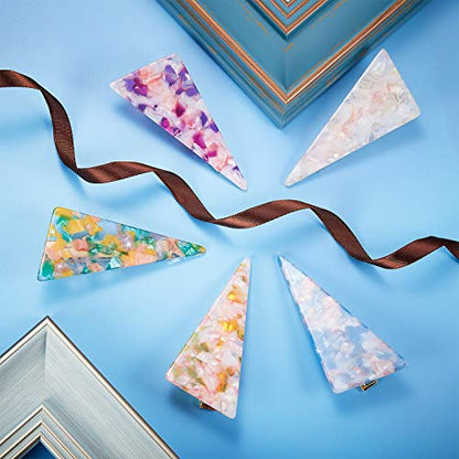 Geyoga 10 Pieces Acrylic Resin Hair Clips Barrettes Geometric Alligator Hair Clips Colorful Marble Pattern Hairpins Styling for Women Accessories