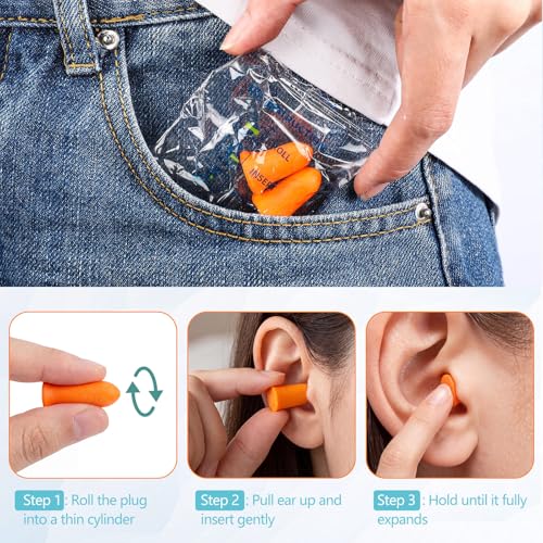 Relaxweex 500 Pairs Ear Plugs for Sleeping 33 db NRR Noise Canceling Ear Plugs Bulk Pre-Shaped Foam Disposable Earplugs for Shooting Range Travel Concert Construction Work, Individually Packaged