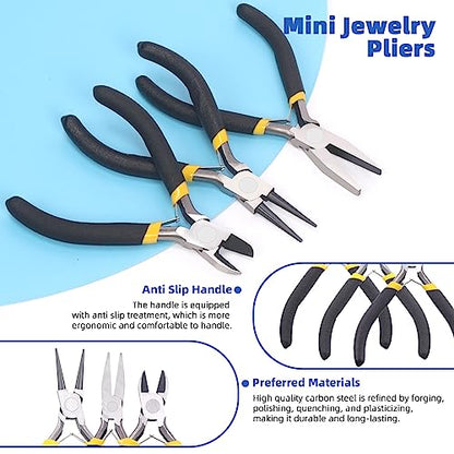 Glarks 1468Pcs Jewelry Making Supplies Kit with Pliers, Findings, Beading String for Repair, Making and Beading - size: 1468pcs
