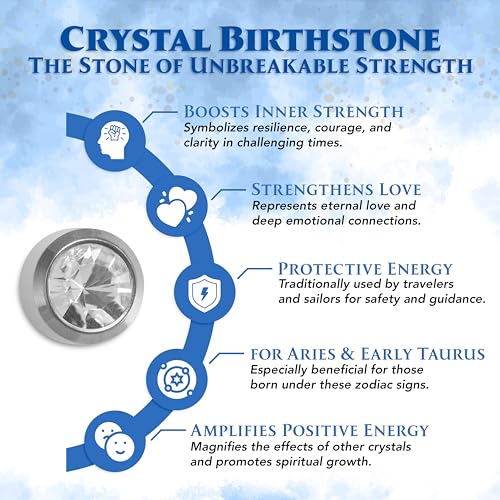 CAFLON Titanium Bezel Stud Earrings | Size 3mm / 4mm | Nickel Free Hypoallergenic Ear Jewelry | April Birthstone Clear Crystal | Secure Back Piercing Stud - size: 4 MM