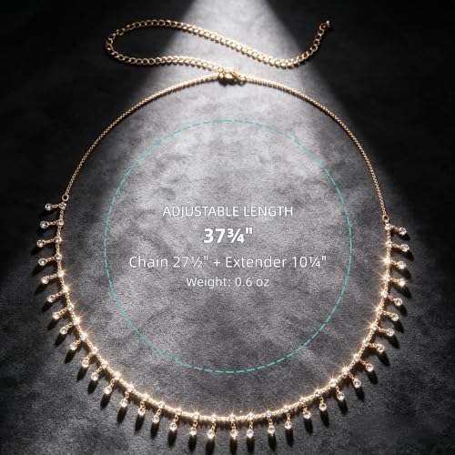 A Miaow Plated Gold Layered Belly Chain 14K Waist Chain Extender Waist Beads Water-Resistant Body Chain Belt for Women Summer Beach Bikini Music Festival Jewelry Accessories - color: Rhinestone