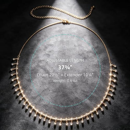 A Miaow 14K Gold plated Women Waist Chain Extender Layered Belly Chain | Water-Resistant Waist Beads, Summer Beach Body Chain, Belly Belt Chain for Bikini Party, Music Festival Jewelry Accessories - color: Rhinestone