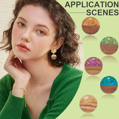 Beadthoven 20Pcs/5 Pairs Resin Wood Earrings Pendants, Gold Foil Round Charms Wood Earrings Making kit Colorful Pattern Wooden Earring Blanks Pieces for Jewelry Making DIY Crafts - color: Gold Foil-Round