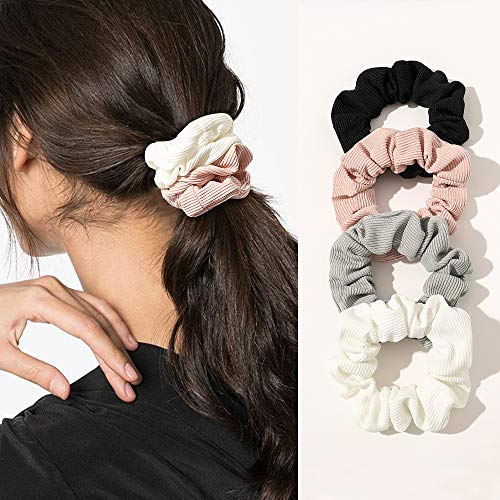 Scrunchies Hair Ties Scrunchy for Women Girls Cute Hairties for Thick Curl Hair No Crease Hair Accessories Soft Ropes Ponytail Holder No Hurt Your Hair 4FBHHCQ-001 - color: 4FBHHCQ-001