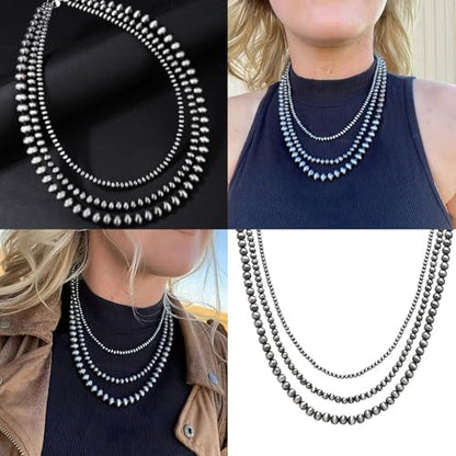 Matte Black Necklace with Triple Strands Designs Portable for Formal Outfits and Casual Styles Everyday Elegant Necklace - color: Three layers