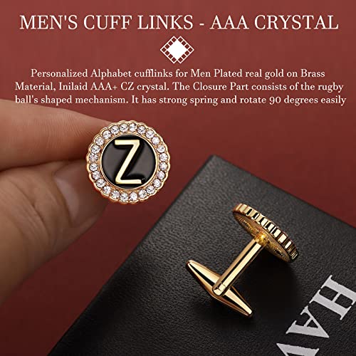 HAWSON Tie Clips, Cufflinks, Tie Tack & Lapel Pins for Men - Suitable for Neckties and French Cuff or Dress Shirt Suits - Jewelry Box Packed, Initials Designed - style: Z-4pcs Sets