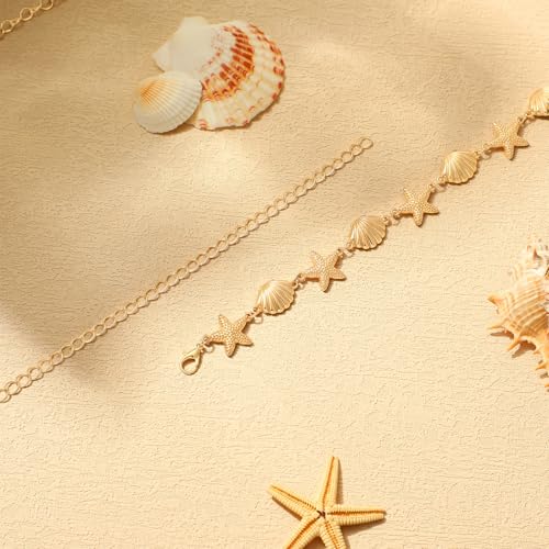 14K Gold Plated Waist Chain for Women Layered Waist Beads Belly Chain Belt, Waterproof Summer Beach Body Jewelry for Bikini, Festival Vacation Accessories for Women - style: Small Star Shell