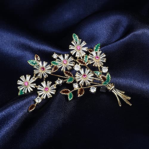 Brooches for Women, Shiny Cubic Zirconia Brooch Pins for Women Fashion Brooch Pin Broach Jewelry Gift - color: Daisy