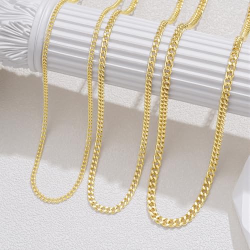 Turandoss Gold Layered Necklaces for Women Dainty 14K Gold Plated Chain Set | Stack Cuban Link Chain Necklace Personalized Lip Satellite Flat Curb Link Necklaces for Women Trendy Set - color: Cuban Chain