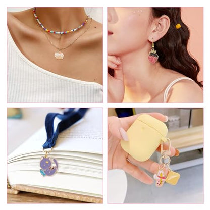Enamel Cat Charms Alloy Enamel Pendants Cute Animal Pendants Lovely Cute Kitty Charm for Bracelet DIY Necklace Earrings Keychain Dangle Craft Jewelry Making - style: Snack Cat
