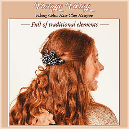 Syhood 6 Pieces Retro Silver Viking Celtic Alloy Hair Clips - Hair Accessories for Women Girls - style: Retro