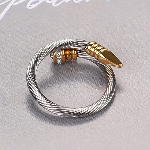 Dorriss Ring for Women Adjustable Cable Nail Rings Open Stackable Jewelry - color: A-Gold & Silver
