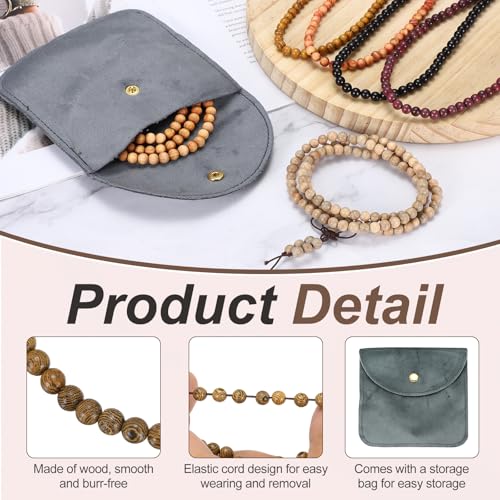 MECCANIXITY Prayer Beads Bracelet, Natural Wooden Bead Mala Bracelets Link Wrist Men Women Beaded Stretch Crafts Bangle - color: Wenge Color