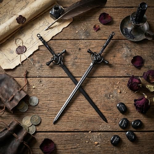 Retro Hair Sticks 2 Pcs Metal Sword Hair Pins for Women Hair-Acceossories for Renaissance Festivals, Halloween Thick-Hair & Updos