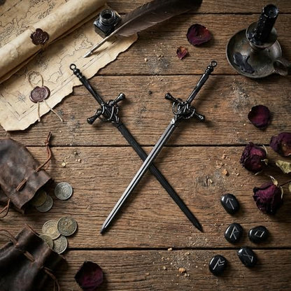 Retro Hair Sticks 2 Pcs Metal Sword Hair Pins for Women Hair-Acceossories for Renaissance Festivals, Halloween Thick-Hair & Updos