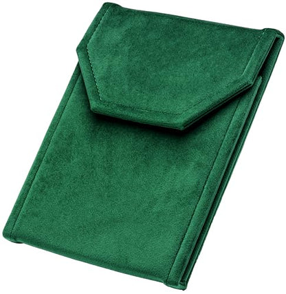 Velvet Necklace Jewelry Travel Folder Storage Display Case (Green) - color: Green