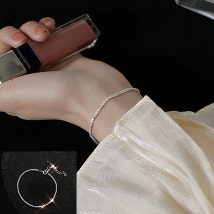 925 Sterling Silver Dainty Bracelets for Women Adjustable Chain Link Chain Jewelry Bracelet for Women Men - color: White