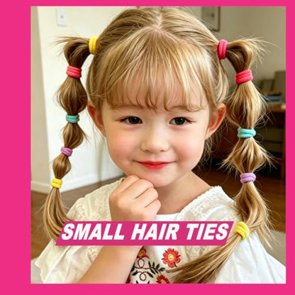 130 Pcs Baby Hair Ties Set, 120 Pcs Small Hair Ties and 10 Pcs Large Hair Ties, Seamless Hair Bands for Girls and Kids Elastic Ponytail Holders (Colorful) - color: Colorful