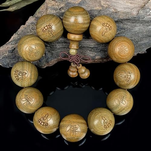 Tibetan Buddhist Green Sandalwood Beads 18mm Scented Sandalwood Link Wrist Crafts Beads Bracelet for Men Women - size: 20MM