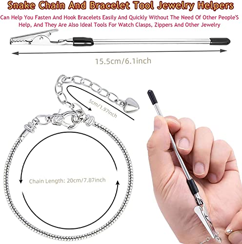 ZYEHXED 20PCS Snake Chain Charm Bracelet with Bracelet Helper Adjustable Snake Bracelet Chains with Lobster Clasp Extender Chain for Women DIY Jewelry Making Supplies - color: 20PCS 7.87 Inch Sliver Bracelet