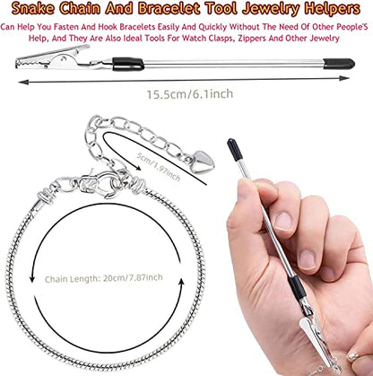 ZYEHXED 20PCS Snake Chain Charm Bracelet with Bracelet Helper Adjustable Snake Bracelet Chains with Lobster Clasp Extender Chain for Women DIY Jewelry Making Supplies - color: 20PCS 7.87 Inch Sliver Bracelet
