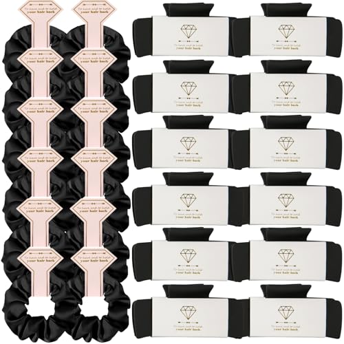 Bridesmaid Scrunchies Proposal Gifts 4.1 Inch Square Set of 8 Bachelorette Hair Claw Clips ideas Bridal Shower Gift for Wedding Party Favors (24pcs Black) - color: 24pcs Black