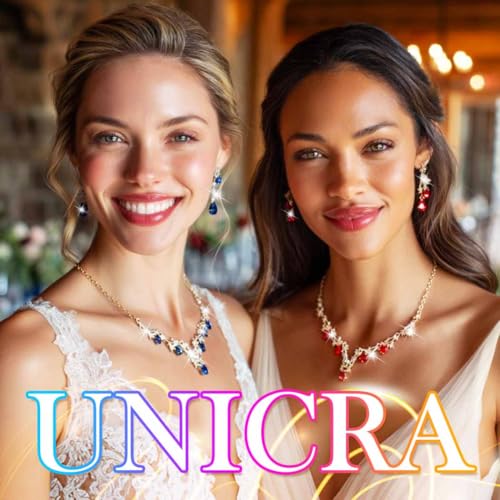 Gold Rhinestone Jewelry Set Bridal Wedding Necklace Earrings Sets Prom Formal Costume Jewelry for Women and Brides - color: Red
