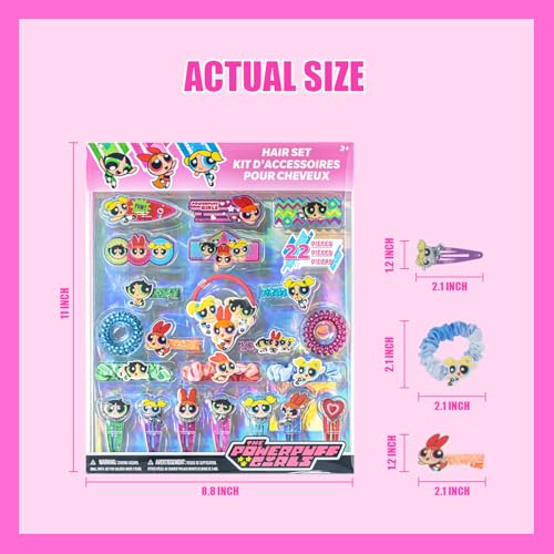 Powerpuff Girls Hair Accessories Set with Hair Clips & Bows - color: Powerpuff Girls