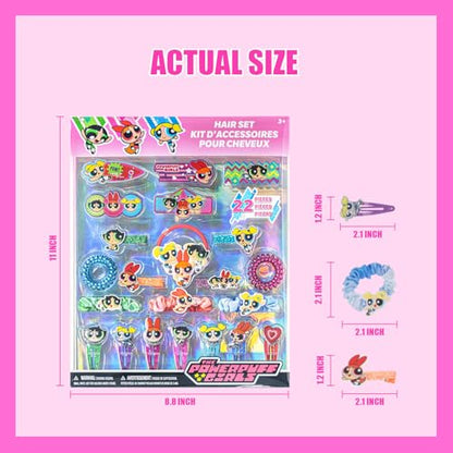 Powerpuff Girls Hair Accessories Set with Hair Clips & Bows - color: Powerpuff Girls