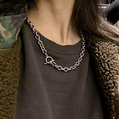 Dainty Unique Punk Layering Chain Choker Necklace Boho Jewelry Set Layered Pendant Statement Chunky Chain Necklace for Women Man