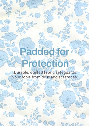 TeeYee Nylon Hair Tools Travel Bag for Dyson Airwrap Quilted Toiletry Bag | Travel Storage Bag for Shark Flexstyle/Curling Iron,Water-repellent,Wide-open,Well-structured,Heat-safe lining,001blueflower - color: Blueflower