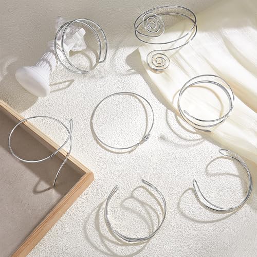 FEYIR 7 Pcs Arm Cuff Jewelry for Women Upper Arm Cuff Bangle Band Armlet Adjustable Arm Cuff Bracelet - color: S