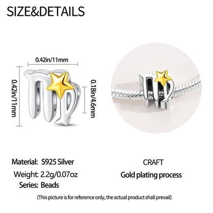925 Sterling Silver 12 Astrological Signs Charm for Bracelets and Necklace Happy Birthday Charms for Bracelet and Necklace Valentine's Day Mother's Day Gift - style: Virgo Charm